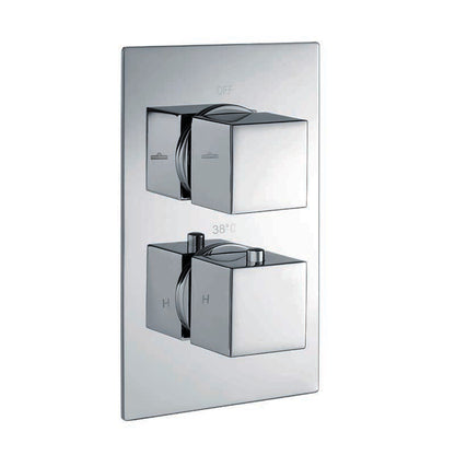 RAK-Showering Square Dual Outlet 2 Handle Thermostatic Shower Valve