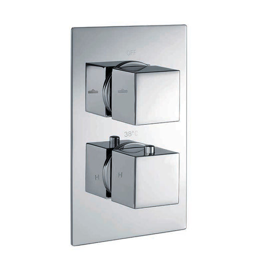 RAK-Showering Square Dual Outlet 2 Handle Thermostatic Shower Valve