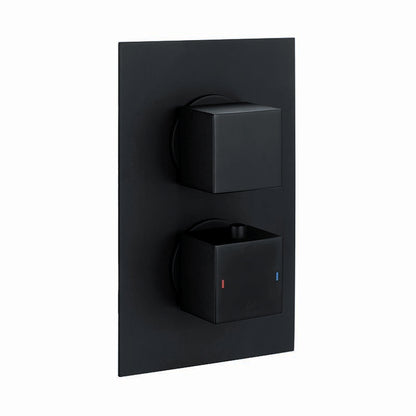 RAK-Showering Square Dual Outlet 2 Handle Thermostatic Shower Valve
