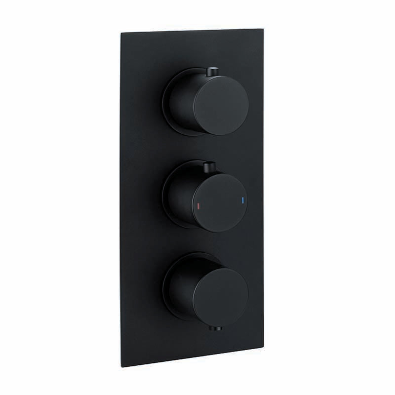 RAK-Showering Round Dual Outlet, 3 Handle Thermostatic Concealed Shower Valve