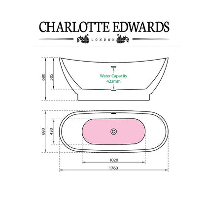 Charlotte Edwards Richmond Oval Tub Freestanding Bath Technical Drawing