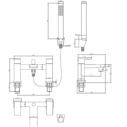 Tailored Bathroom Brecon Bath Shower Mixer Tap And Handset In Black Specification Sheet