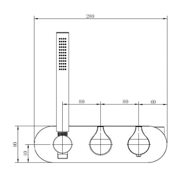 RAK-Sorrento Horizontal Dual Outlet Thermostatic Premium Shower Kit