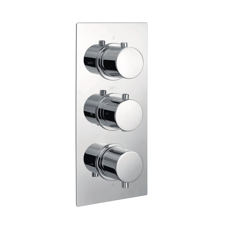 RAK-Showering Round Triple Outlet, 3 Handle Thermostatic Concealed Shower Valve