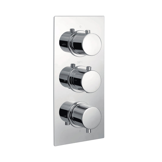 RAK-Showering Round Triple Outlet, 3 Handle Thermostatic Concealed Shower Valve