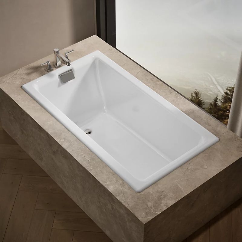 Tea-for-two Rectangle Integrated Bathtub