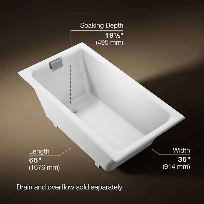 Tea-for-two Rectangle Integrated Bathtub