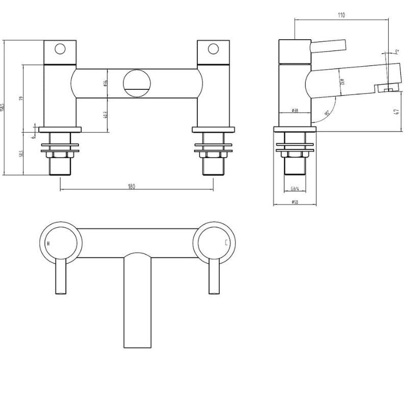 Tailored Bathrooms Harlech Bath Filler In Chrome