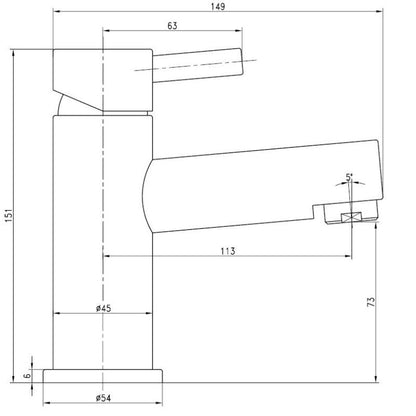 Tailored Bathroom Harlech Mono Basin Mixer Tap & Waste In Chrome Technical Drawing