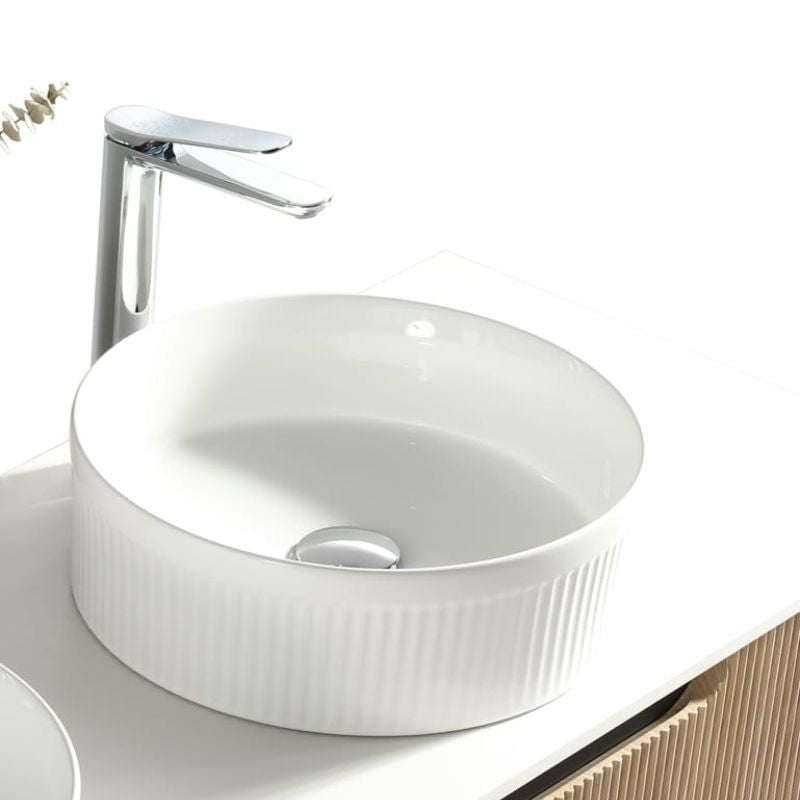 Tailored Bathrooms Flauto Round Countertop Basin In White 