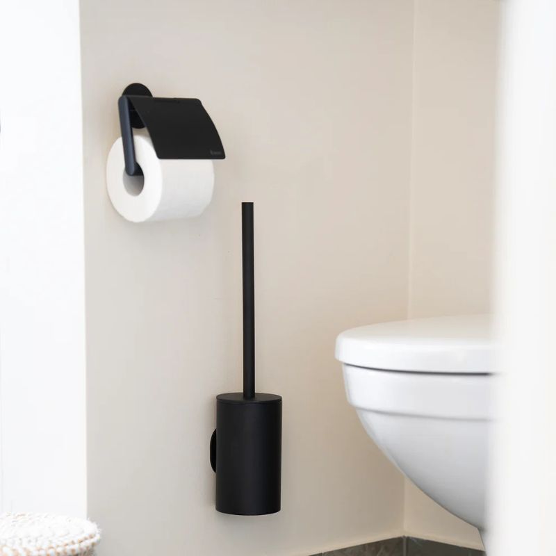 Smedbo DOT Self-Adhesive Wall-Mounted Toilet Brush In Black Stainless Steel