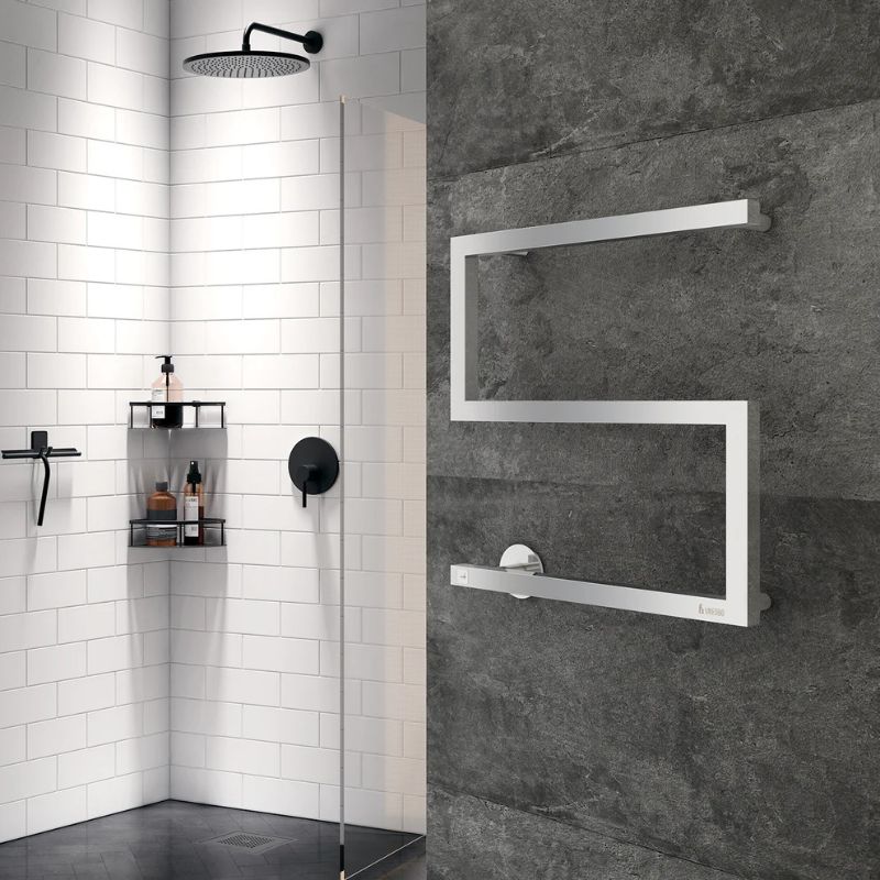 Smedbo DRY S-Model Electric Towel Warmer Polished Stainless Steel 500 × 525mm