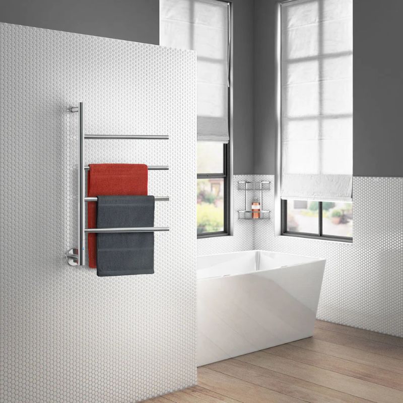 Smedbo DRY 4-Arm Swivel Electric Towel Warmer In Polished Stainless Steel Finish