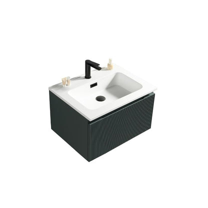 Tailored Flauto Smoked Sage Wall Hung Vanity Unit with Matte Basin