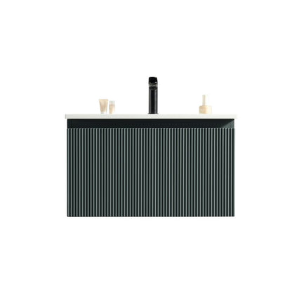Tailored Flauto Smoked Sage Wall Hung Vanity Unit with Matte Basin