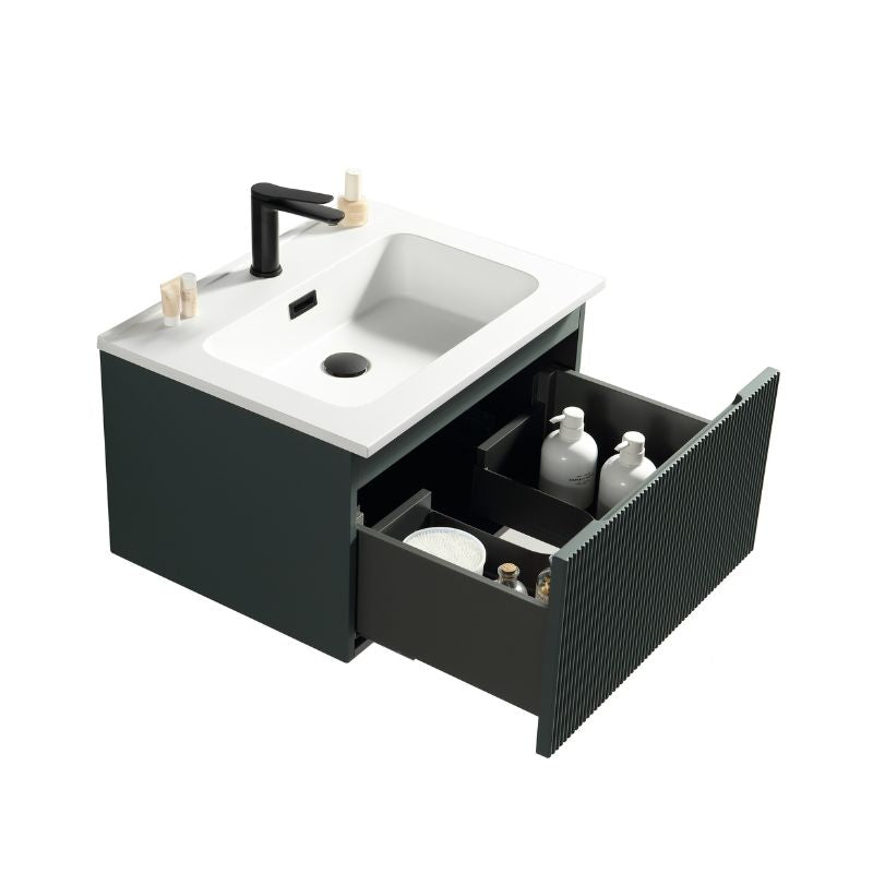 Tailored Flauto Smoked Sage Wall Hung Vanity Unit with Matte Basin | 2 colours, 1 Size