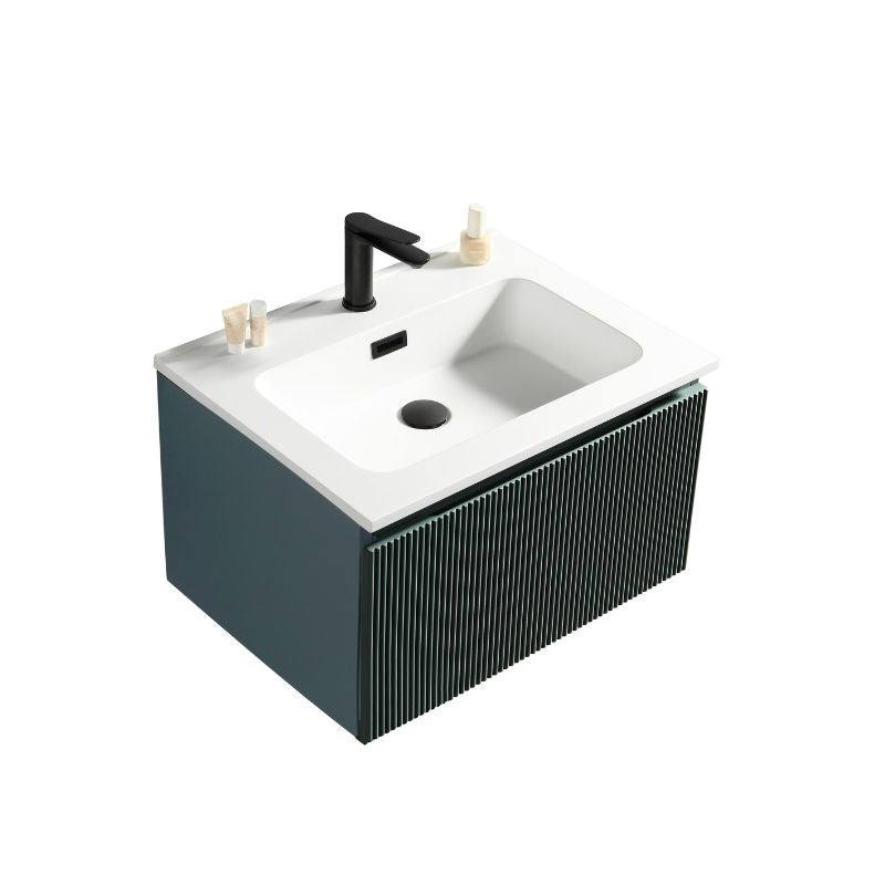 Tailored Flauto Smoked Sage Wall Hung Vanity Unit with Matte Basin
