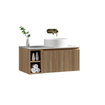 Tailored Flauto Wall Hung Vanity Unit with Side Storage & Sintered Stone Top 800 mm