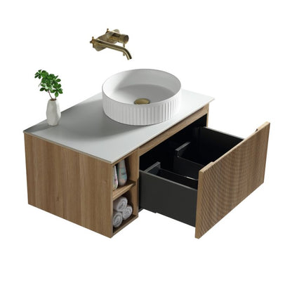 Tailored Flauto Wall Hung Vanity Unit with Side Storage & Sintered Stone Top 800 mm