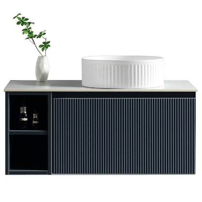 Tailored Flauto Wall Hung Vanity Unit with Side Storage & Sintered Stone Top 800 mm