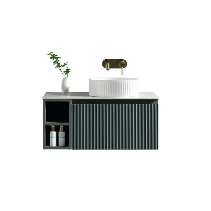 Tailored Flauto Wall Hung Vanity Unit with Side Storage & Sintered Stone Top 800 mm