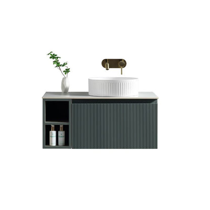 Tailored Flauto Wall Hung Vanity Unit with Side Storage & Sintered Stone Top 800 mm