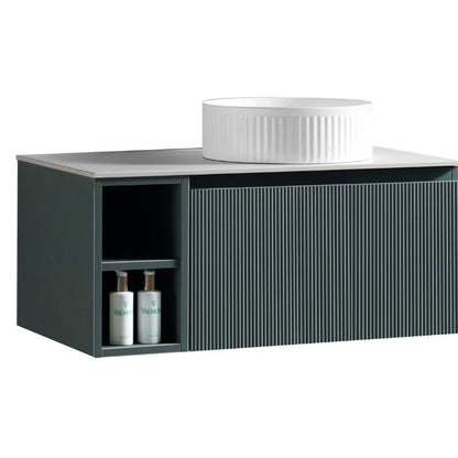 Tailored Flauto Wall Hung Vanity Unit with Side Storage & Sintered Stone Top 800 mm