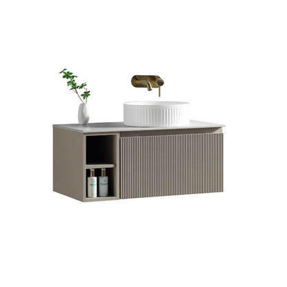 Tailored Flauto Wall Hung Vanity Unit with Side Storage & Sintered Stone Top 800 mm