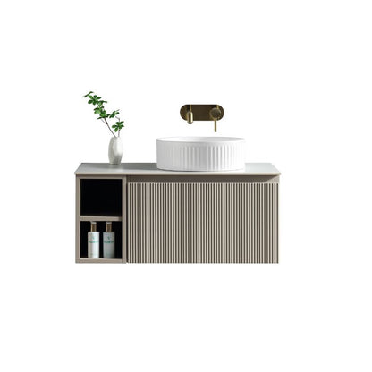 Tailored Flauto Wall Hung Vanity Unit with Side Storage & Sintered Stone Top 800 mm