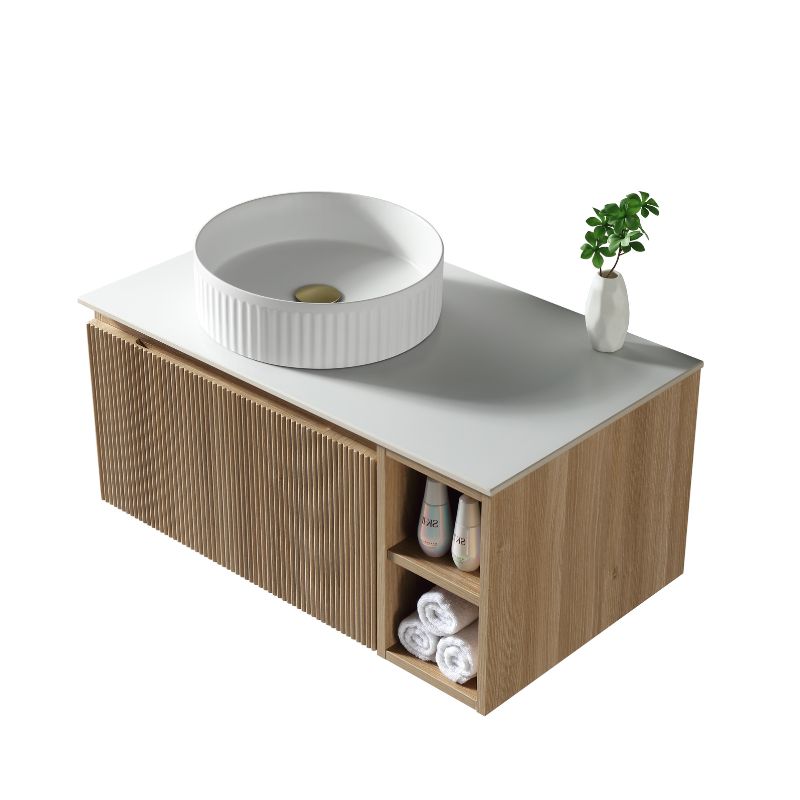 Tailored Flauto Wall Hung Vanity Unit With Left Storage & Stone Top