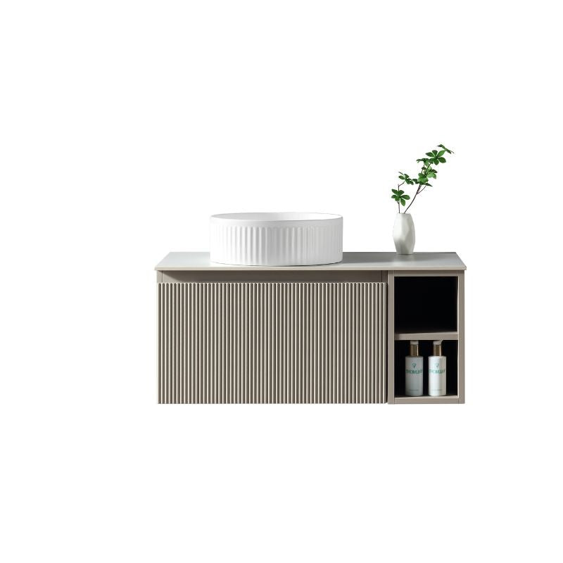 Tailored Flauto Wall Hung Vanity Unit With Left Storage & Stone Top