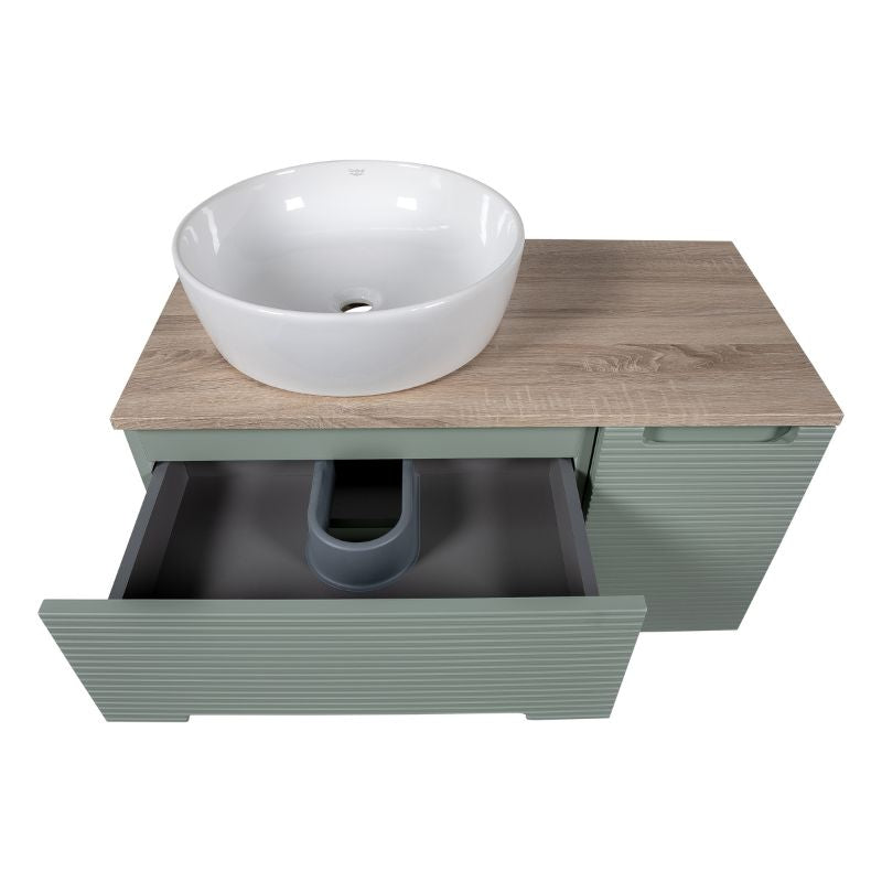 Tailored Monza Plus Fluted Wall Hung Vanity Unit with Side Cabinet & Counter Top