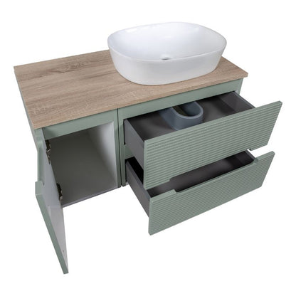 Tailored Monza Plus Fluted Wall Hung Vanity Unit with Side Cabinet & Counter Top
