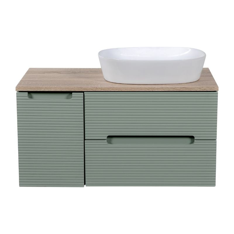 Tailored Monza Plus Fluted Wall Hung Vanity Unit with Side Cabinet & Counter Top