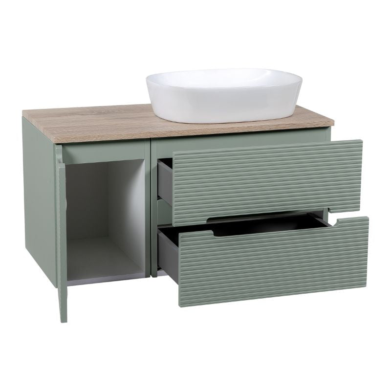 Tailored Monza Plus Fluted Wall Hung Vanity Unit with Side Cabinet & Counter Top