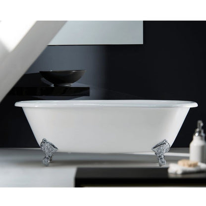 Arroll Moulin Cast Iron Roll Top Freestanding Bath with Chrome Feet | 2 Colours, 2 Sizes