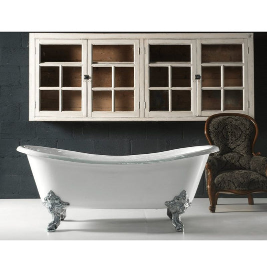 Arroll Milan Freestanding Roll Top Cast Iron Bath With Chrome Claw Feet