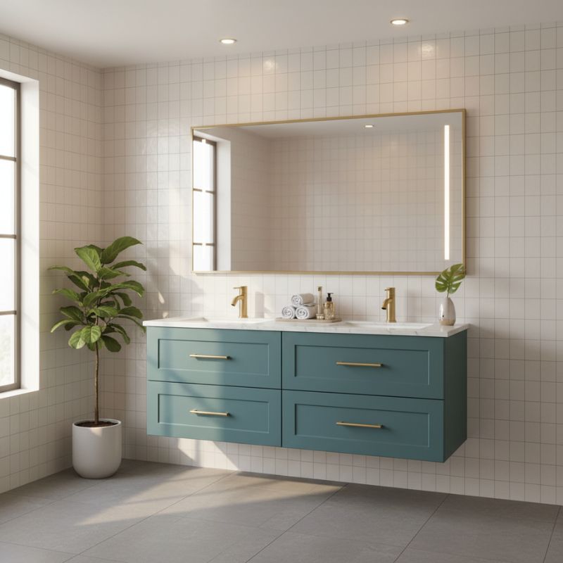 Tailored Bakewell Twin Vanity Unit With Double Ceramic Basin 1200 mm