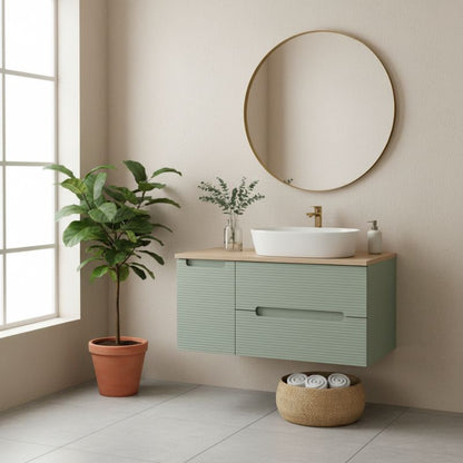 Tailored Monza Plus Fluted Wall Hung Vanity Unit With Side Cabinet & Counter Top