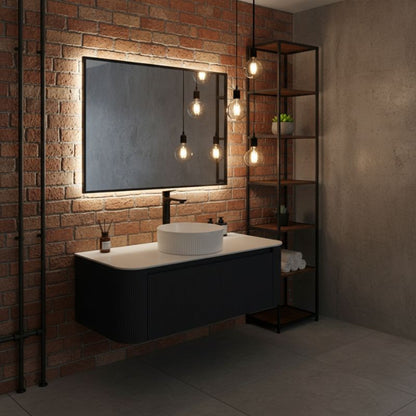Tailored Flauto Wall Hung Curved Corner Vanity Unit with Stone Top – 1070 mm