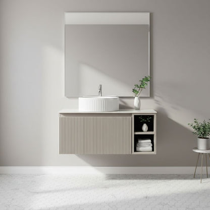 Tailored Flauto Wall Hung Vanity Unit With Left Storage & Stone Top 