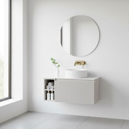 Tailored Flauto Wall Hung Vanity Unit With Side Storage & Sintered Stone Top 800 mm