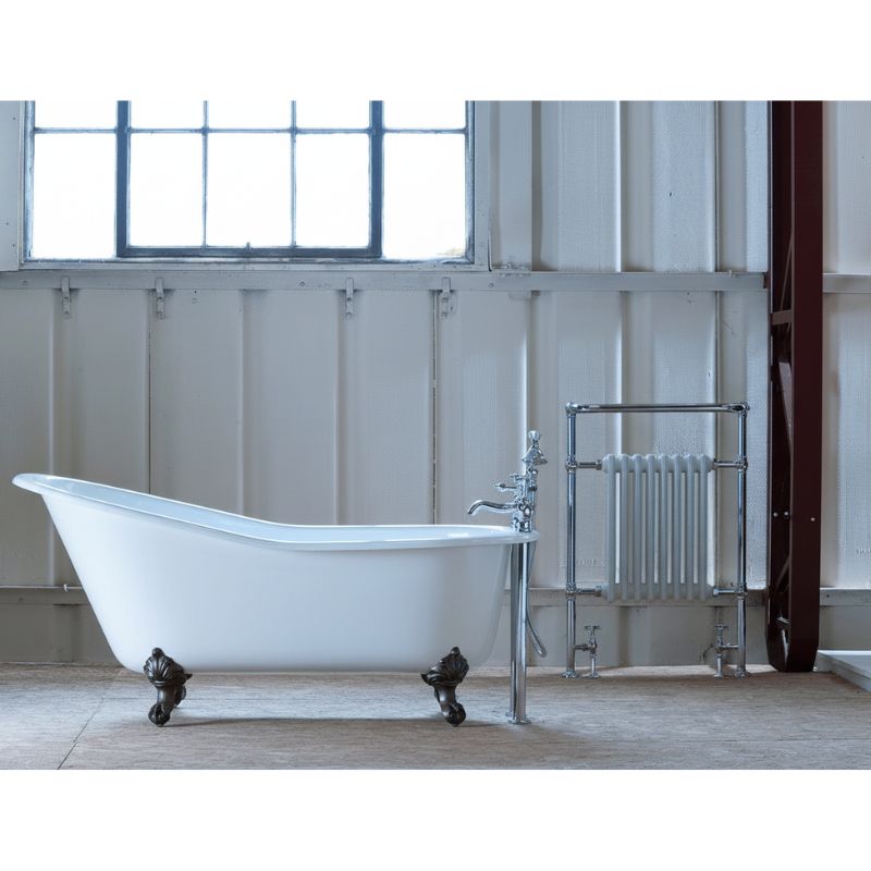 Arroll Bordeaux Cast Iron Single Slipper Bath with Ball & Claw Feet
