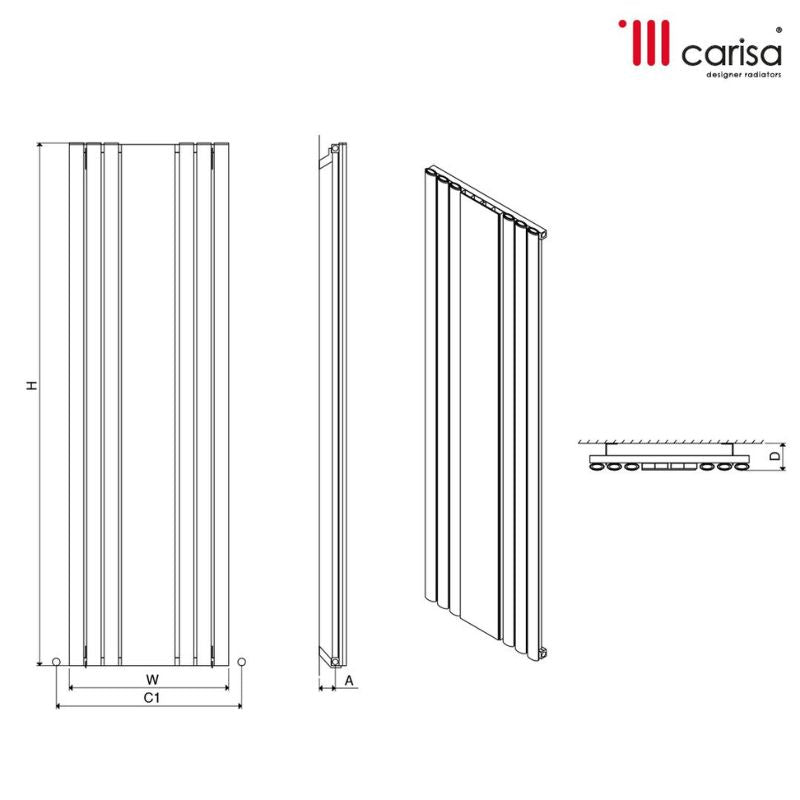 Carisa Tallis Mirror Premium Vertical Aluminium Radiator