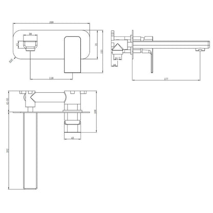 TB+ Quadrado Square Wall Mounted ECO Control/Cold Water Start Basin Mixer