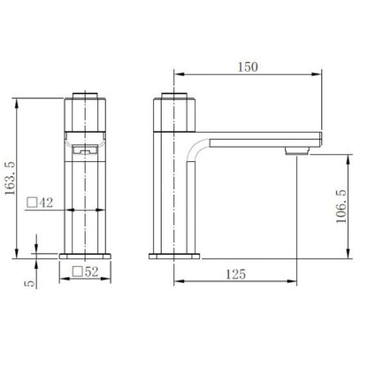 TB+ Quadrado Square Push Button Basin Mixer