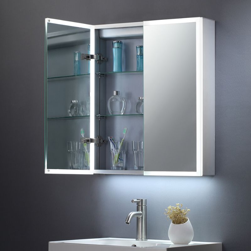 TB Bethany Double Door Mirror Cabinet LED Surround w. Sensor Switch & Shave Socket