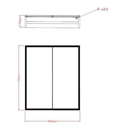 TB Bethany Double Door Mirror Cabinet LED Surround w. Sensor Switch & Shave Socket