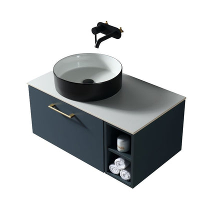 TB Piatta 800mm Wall Hung Vanity Side Storage & Sintered Countertop