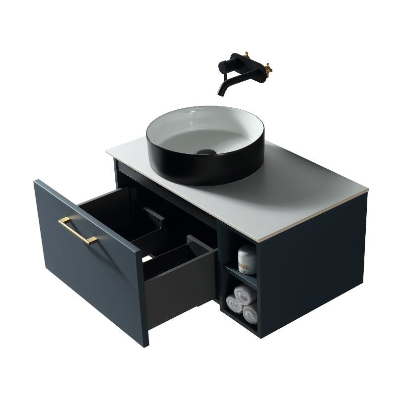 TB Piatta 800mm Wall Hung Vanity Side Storage & Sintered Countertop